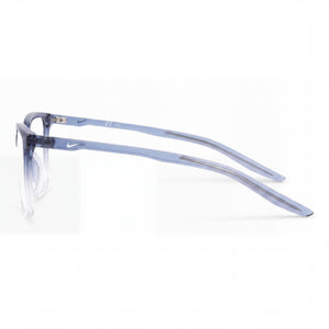 Nike 7019 N Rectangle Eyeglasses Women — side view, Blue Plastic temples