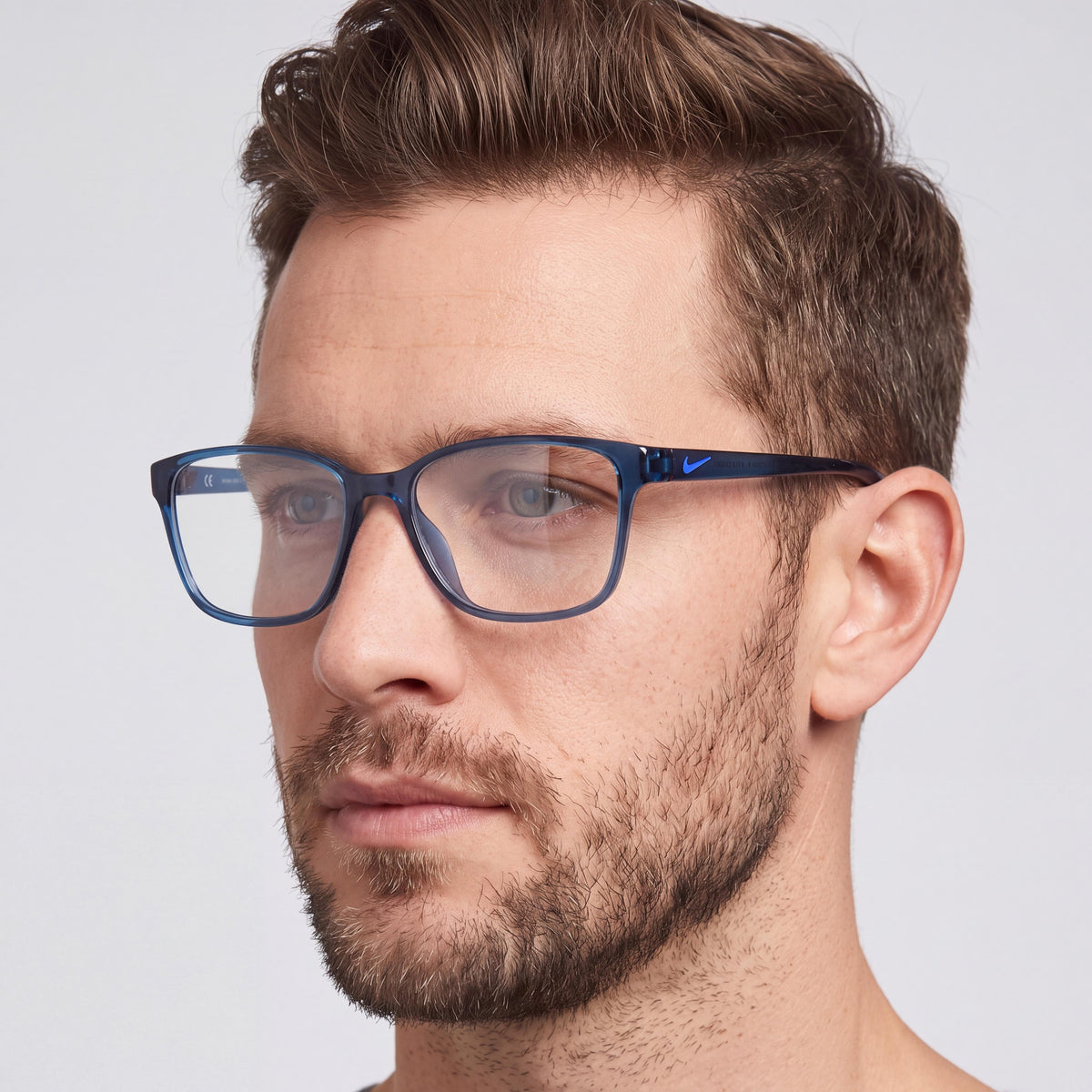 Nike 7027 Midnight Turq Rectangle Eyeglasses for Men, Metal 53mm, Photo 3