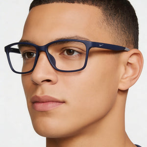 Nike 7118 Rectangle Eyeglasses for Men — interior view, Polycarbonate demo lenses