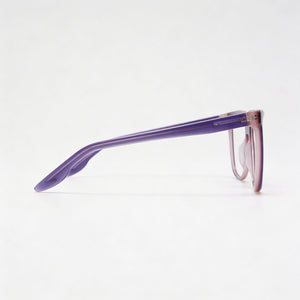Nike 7166 Square Eyeglasses Women — side view, Violet Acetate temples