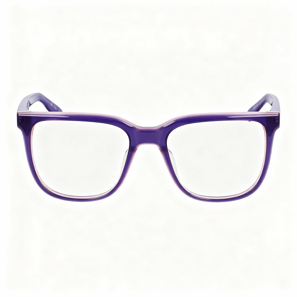 Nike 7166 Square Eyeglasses Women — side view, Violet Acetate temples