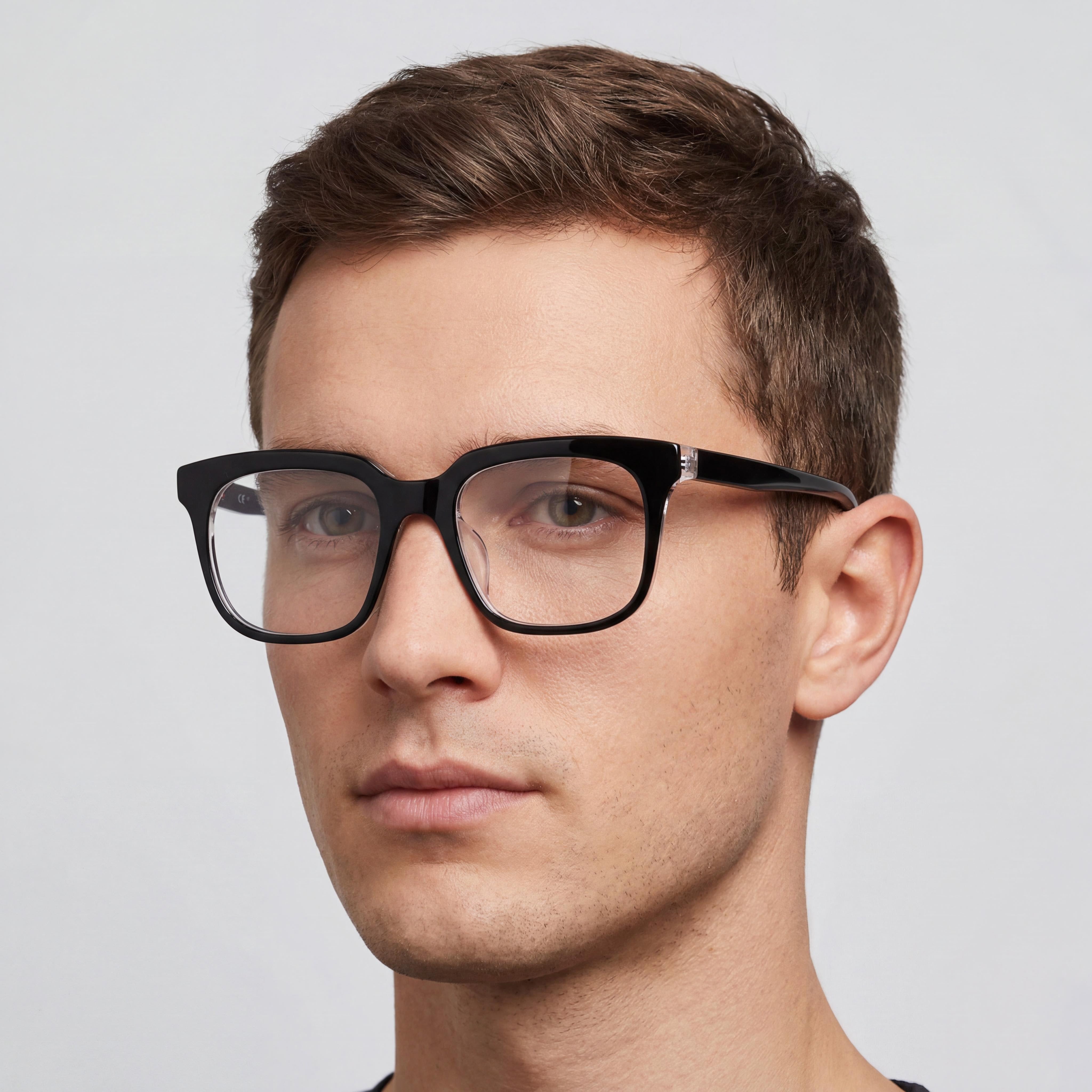 Nike 7167lb Black, Crystal Clear Rectangle Eyeglasses for Men, Photo 3