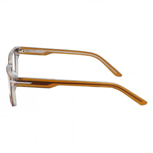 Nike 7174 Rectangle Eyeglasses Men — side view, Amber Smoke Laminate Metal temples