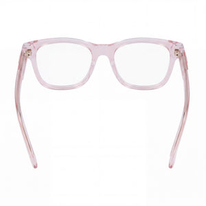 Nike 7176 Rectangle Eyeglasses Women — side view, Blush/Crystal Laminate Acetate temples