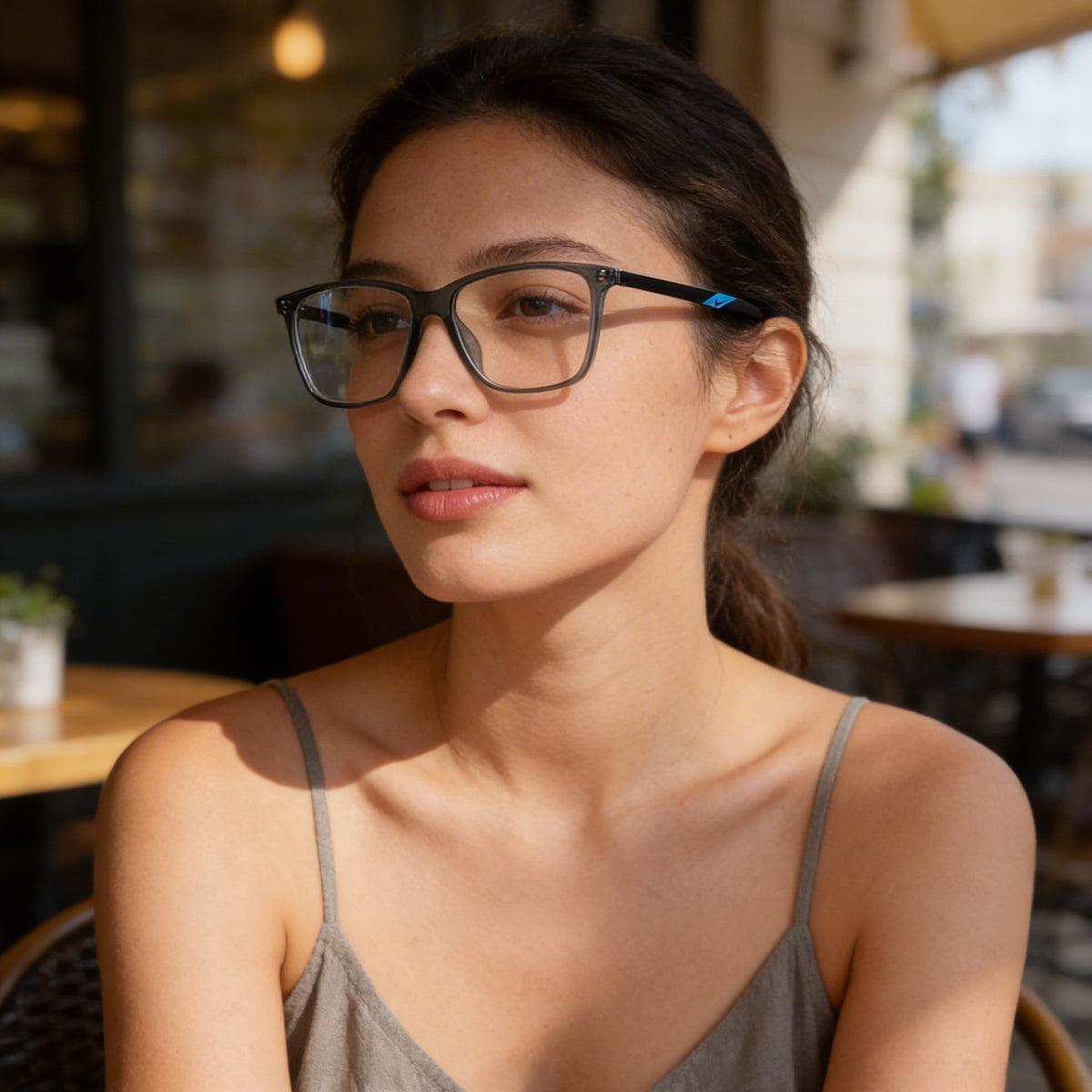 Nike 7258 Matte Black Rectangle Eyeglasses Unisex, Photo 3