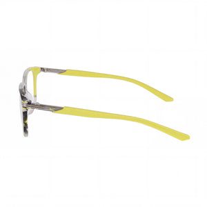 Nike 7309 Square Eyeglasses Men — side view, Gray Acetate temples