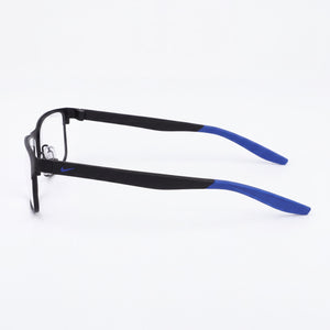 Nike 8131 Rectangle Eyeglasses Men — side view, Black Acetate temples