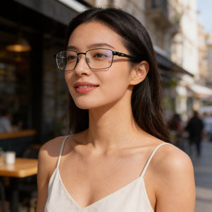 Nike 8140 Rectangle Eyeglasses Unisex — interior view, Polycarbonate demo lenses