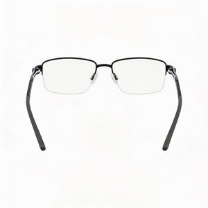 Nike 8141 Rectangle Eyeglasses Unisex — side view, Black Metal temples