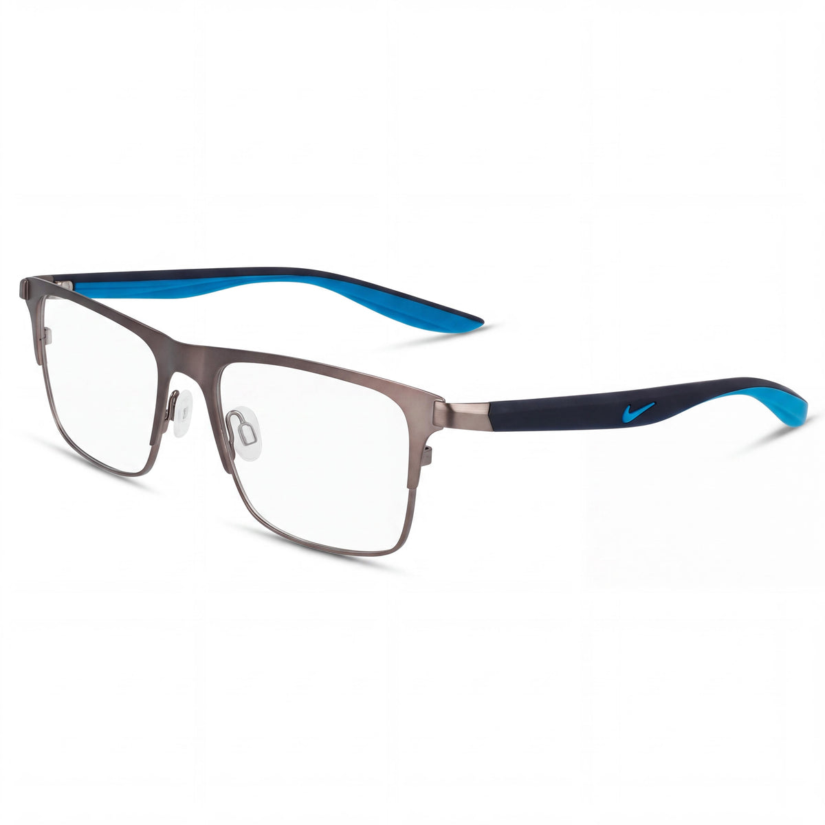 Nike 8150 Brushed Gunmetal Rectangle Eyeglasses Unisex, 52mm, Photo 1