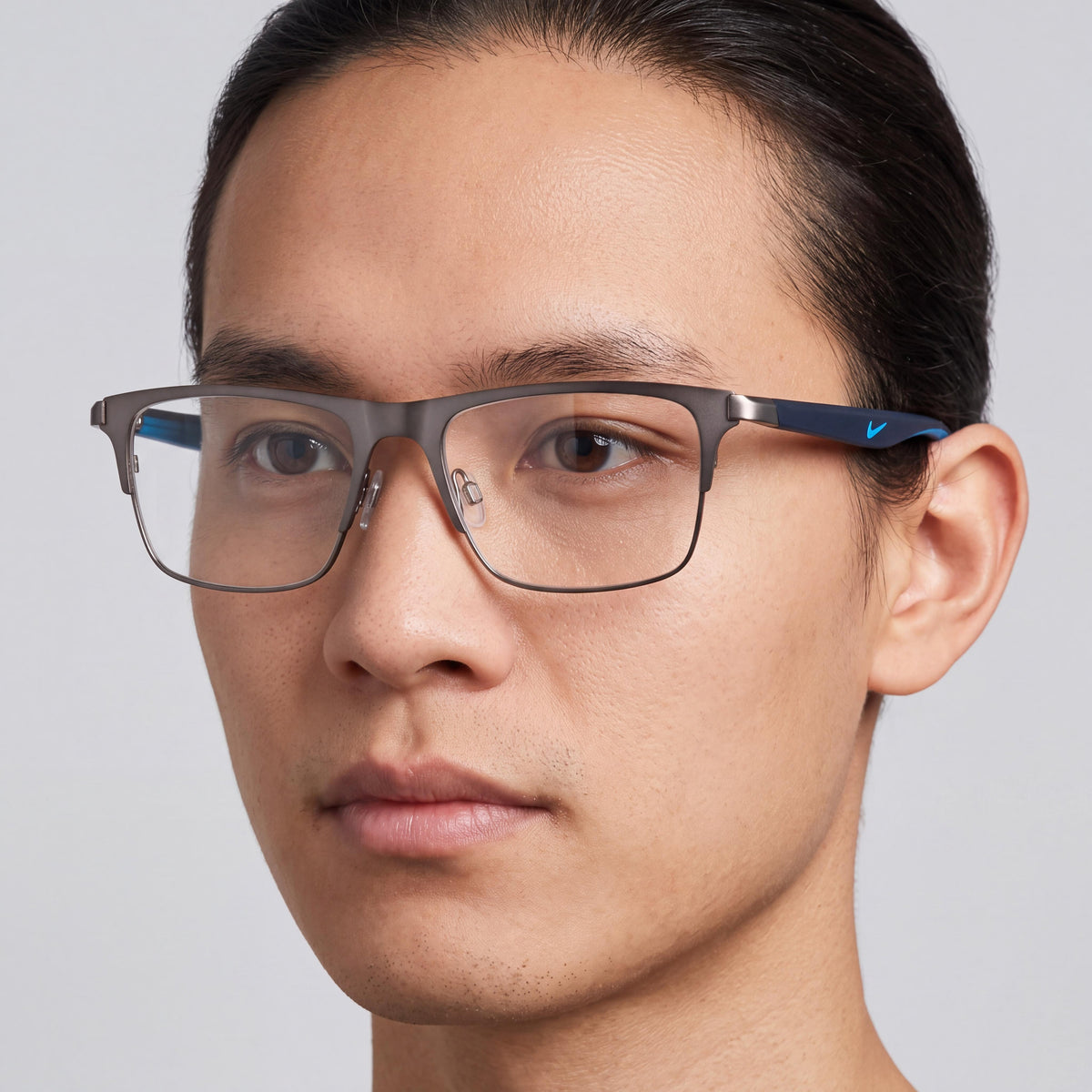 Nike 8150 Brushed Gunmetal Rectangle Eyeglasses Unisex, 52mm, Photo 4