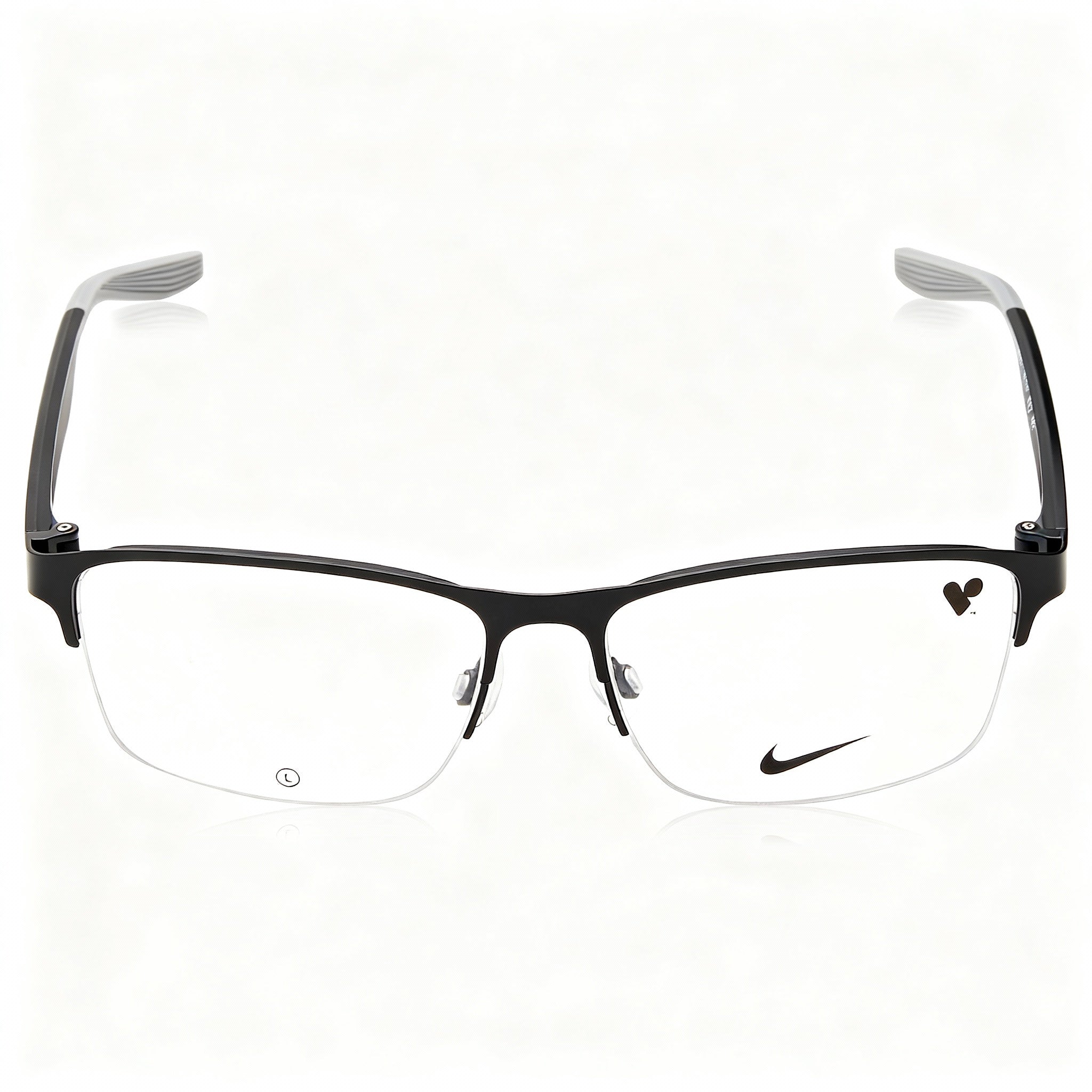 Nike 8153 Satin Black Rectangle Unisex Eyeglasses, Metal 55mm, Photo 2