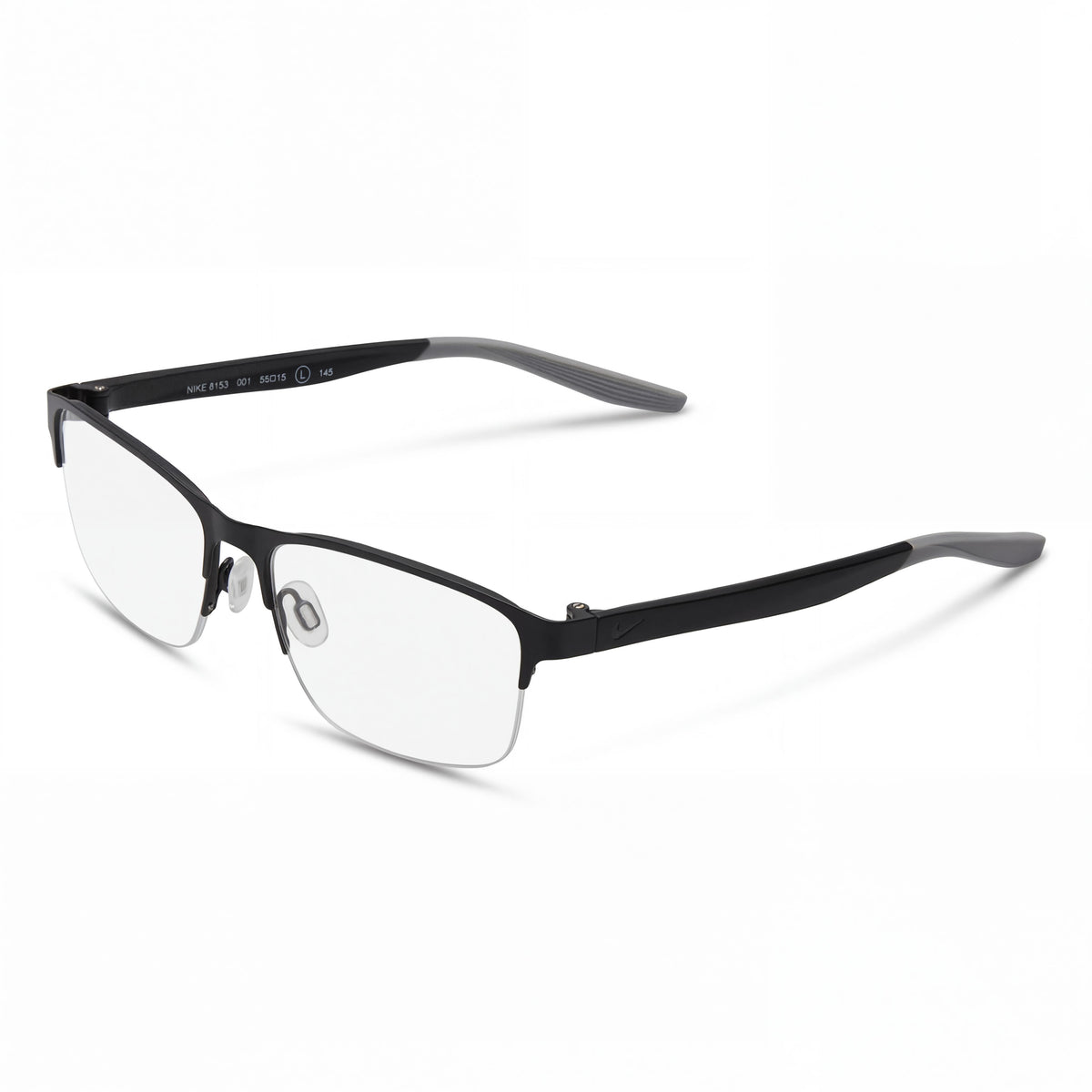 Nike 8153 Satin Black/Matte Black Rectangle Eyeglasses Unisex, 55mm, Photo 1