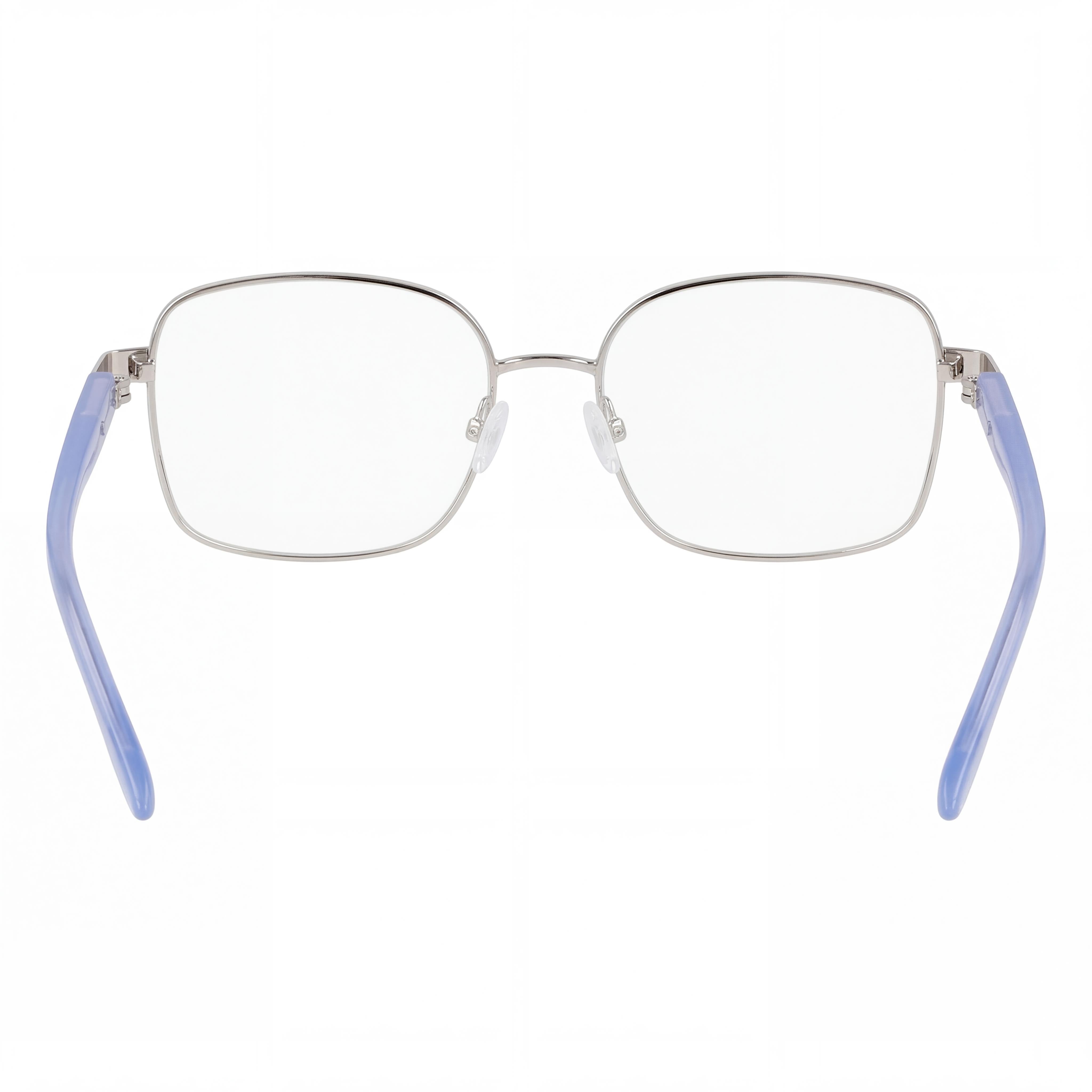 Gafas graduadas rectangulares Nike 8401 de metal plateado brillante y azul para mujer, Photo 3
