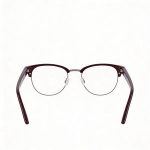 Nike 8402 Round Eyeglasses Men — side view, Brown Acetate temples