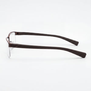 Nike Rectangle Eyeglasses Men — side view, Brown Plastic temples
