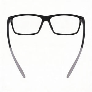 Nike Modern Rectangle Eyeglasses Women — side view, Black Plastic temples