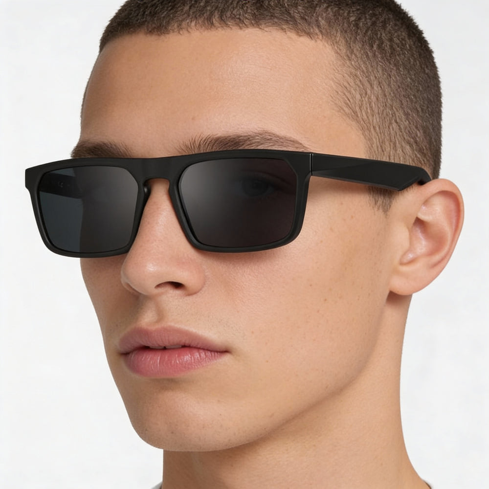 Nike Modern Rectangle Sunglasses Unisex — side view, Non-Polarized Dark Grey lens