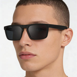 Nike Modern Rectangle Sunglasses Unisex — side view, Non-Polarized Dark Grey lens