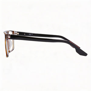 Nike Modern Rectangle Eyeglasses Unisex — side view, Havana Acetate temples