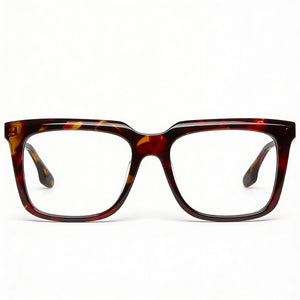 Nike Modern Square Eyeglasses Men — side view, Havana Red Acetate temples