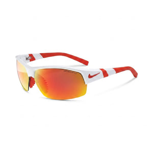 Nike Modern White Grey Shield Sunglasses for Women, Red lens