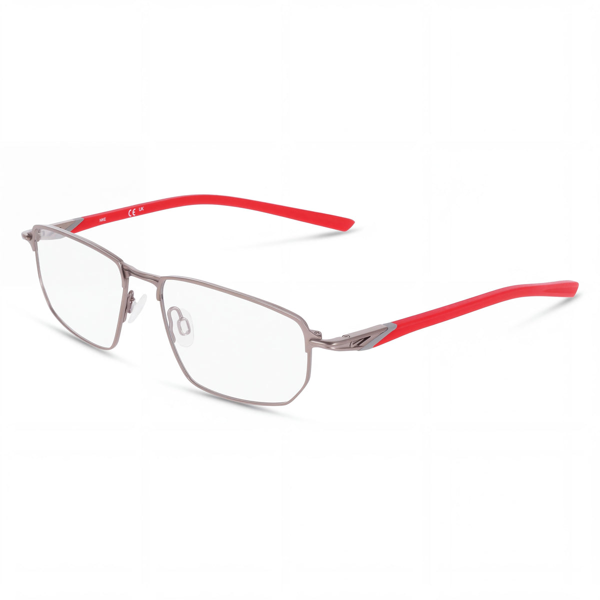 Nike 6067 Silver Rectangle Eyeglasses for Men, Metal, Photo 1