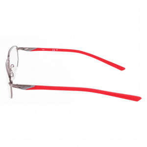 Nike 6067 Rectangle Eyeglasses Men — side view, Silver Metal temples
