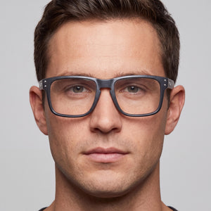 Oakley Ox8156 Holbrook Rx Rectangle Eyeglasses Men — side view, Gray Plastic temples