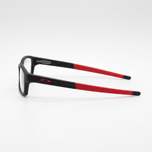 Oakley Youth Ox8111 Rectangle Eyeglasses Unisex — side view, Black Plastic temples