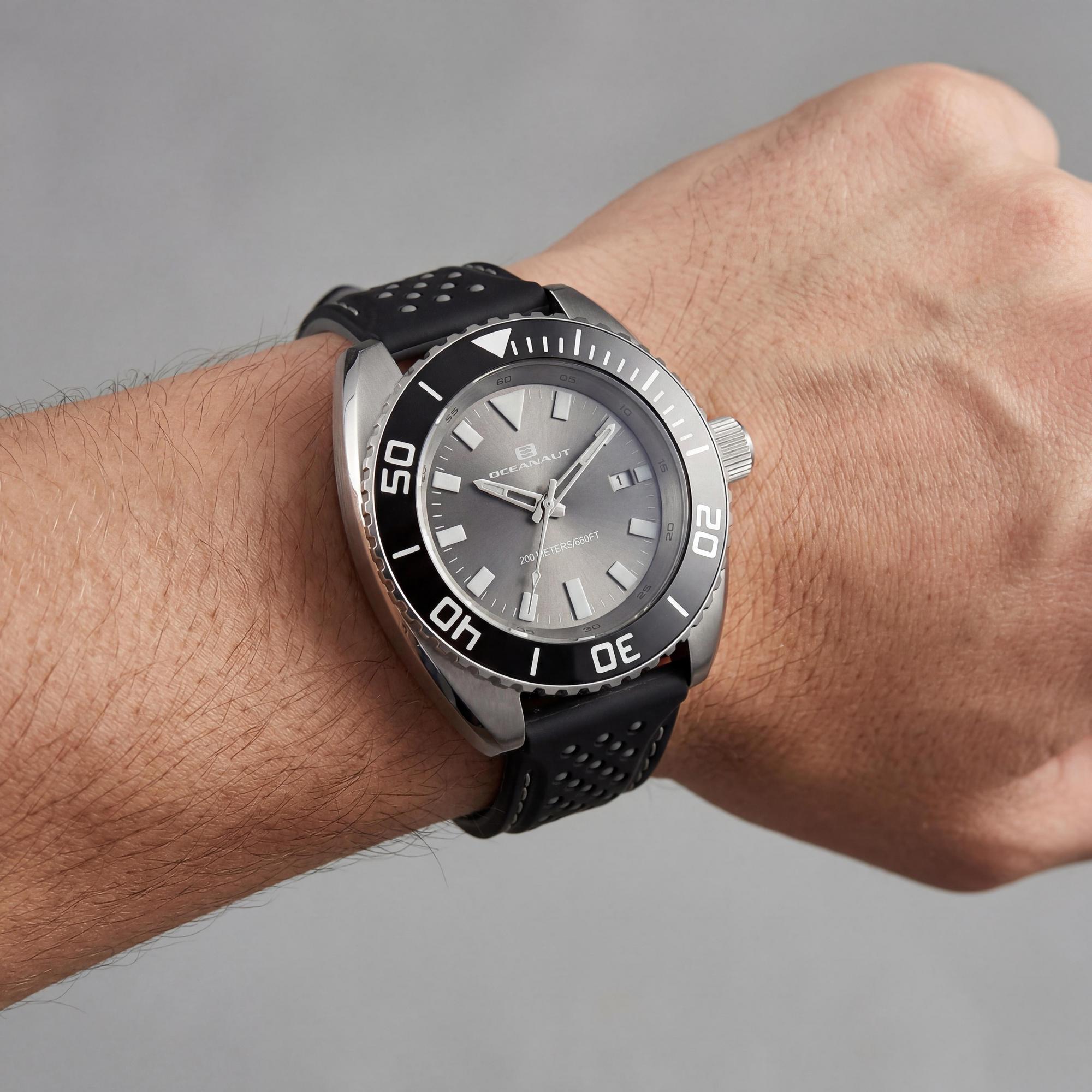 Reloj Oceanaut de cuarzo para hombre, acero inoxidable con esfera gris, Photo 3