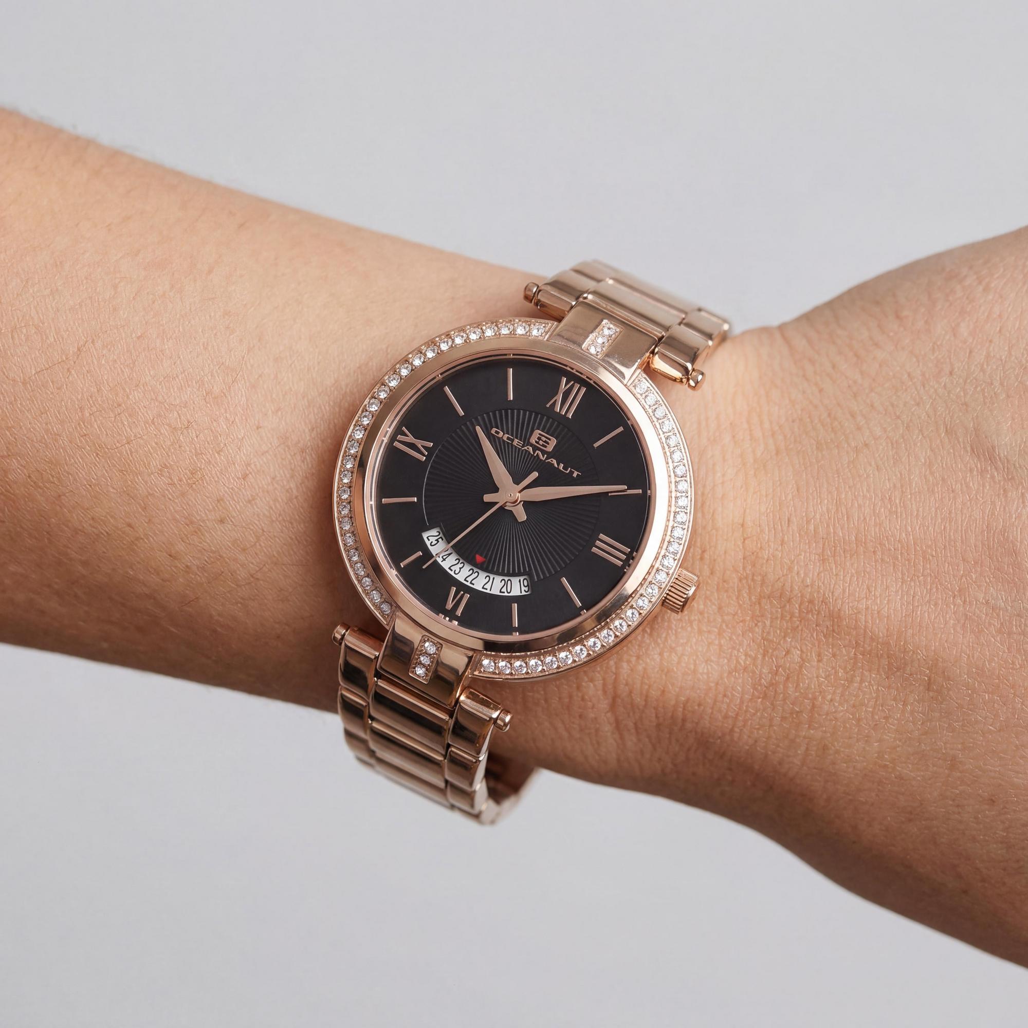 Reloj Oceanaut para mujer, esfera negra de acero inoxidable de 40 mm, Photo 3