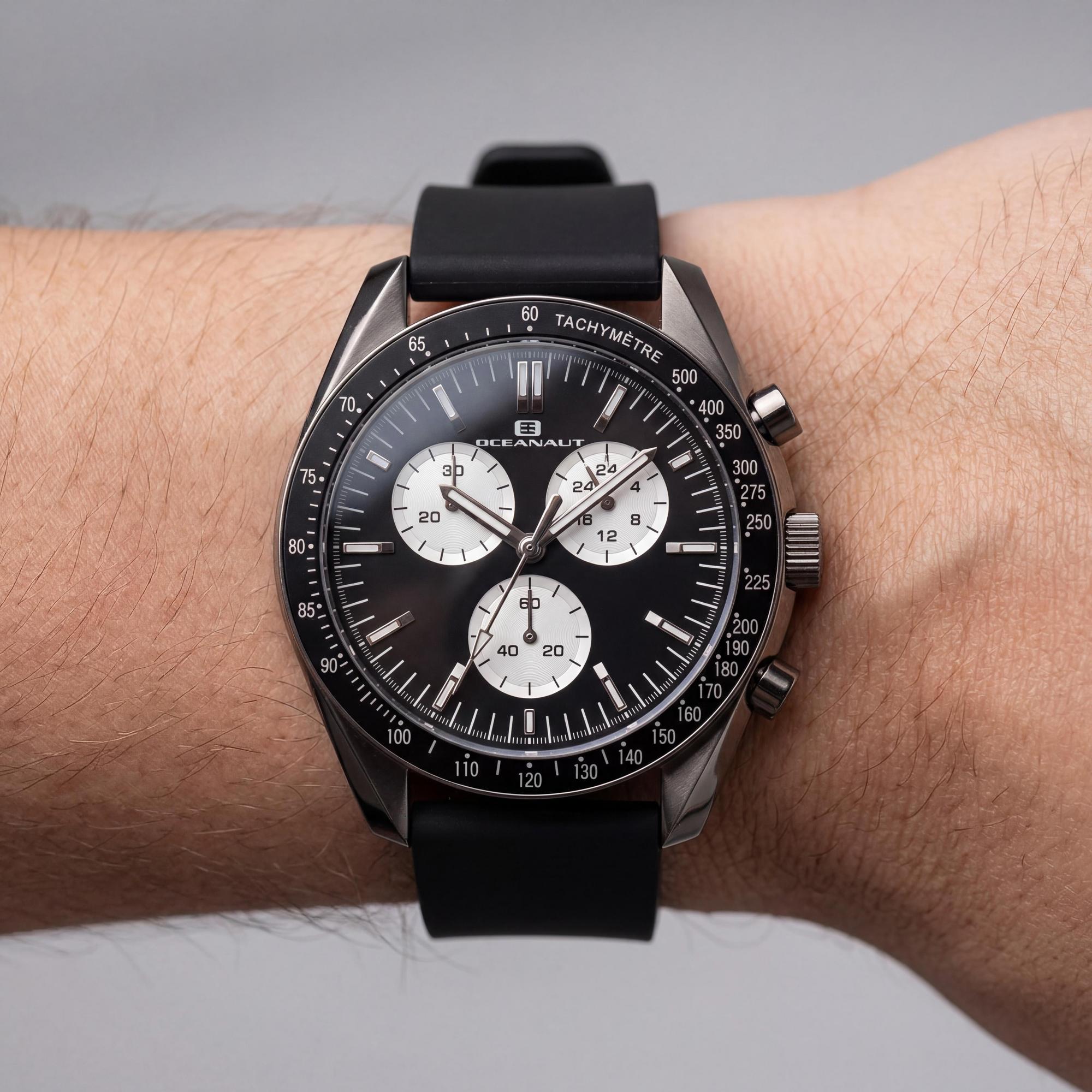 Reloj de cronógrafo Oceanaut Modern para hombre, esfera negra, plástico 40 mm, Photo 3