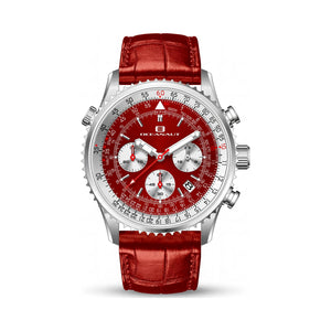 Oceanaut Modern Red Dial Stainless Steel Men's Watch, 46mm