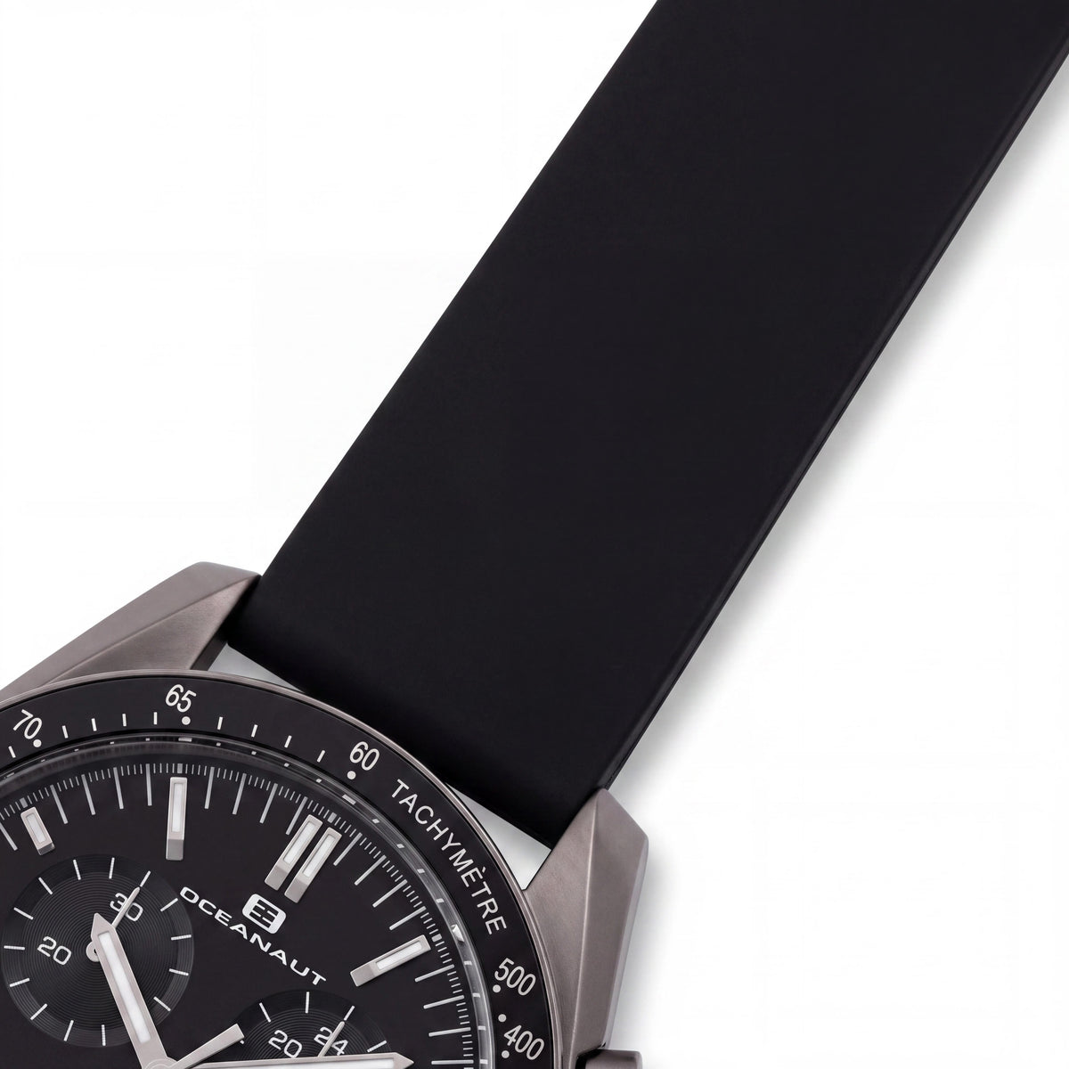 Reloj de hombre Oceanaut OC7580 Modern, caja de plástico negro, esfera negra, correa de cuero, movimiento de cuarzo, resistente al agua, Photo 3