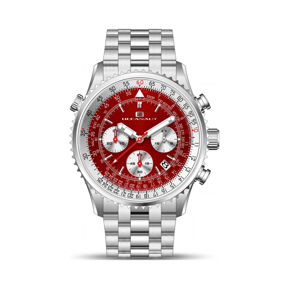 Oceanaut Red Stainless Steel Men's Watch, 40mm