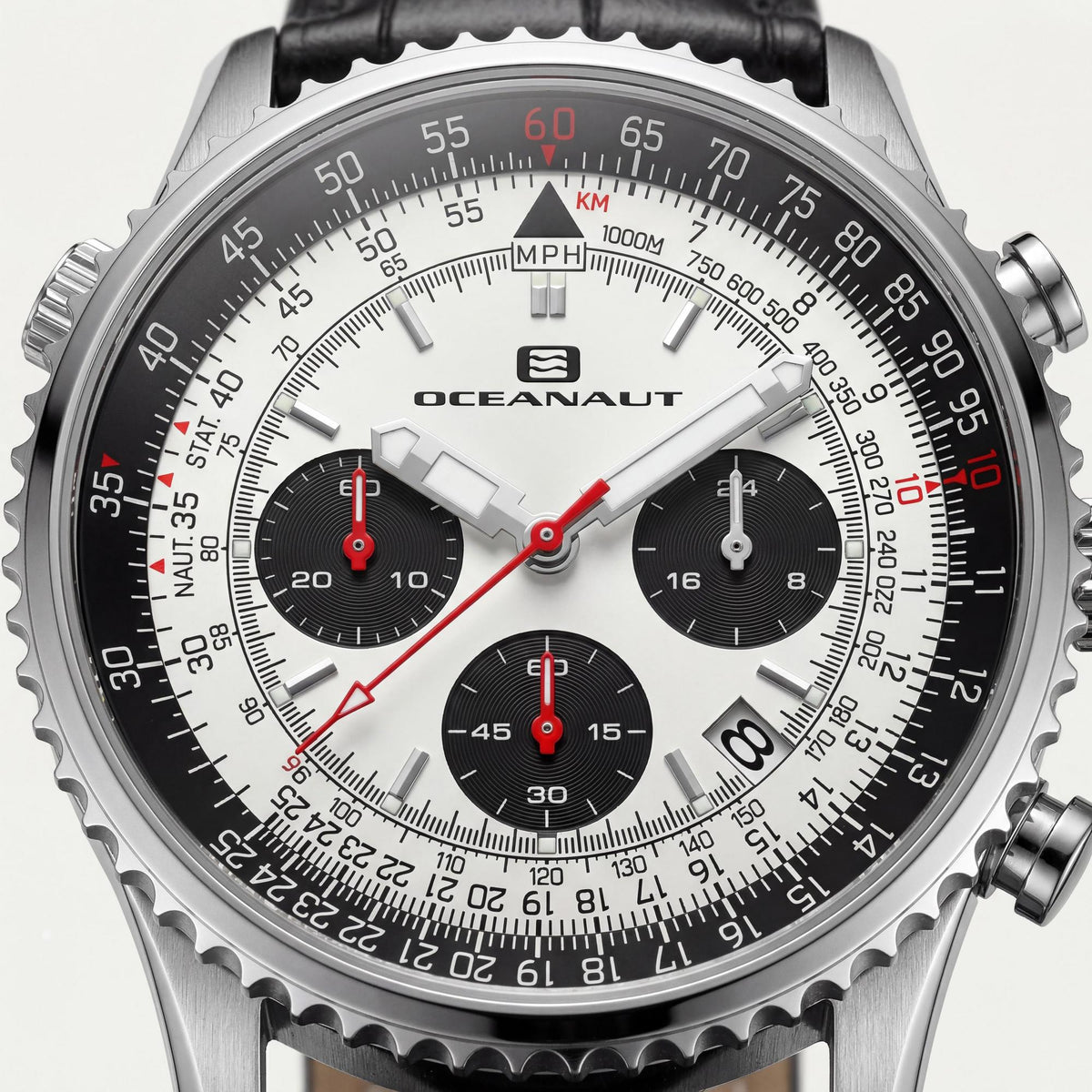 Reloj cronógrafo Oceanaut para hombre, esfera plateada de acero inoxidable 46 mm, Photo 2