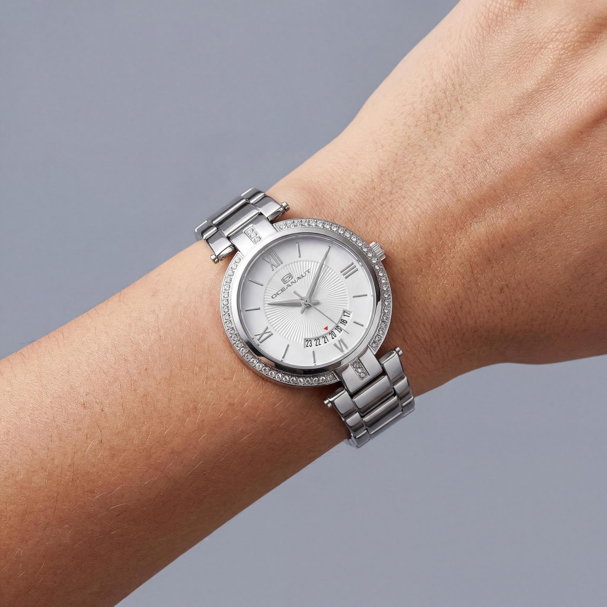 Reloj Oceanaut para mujer, esfera blanca de acero inoxidable de 32 mm, Photo 3