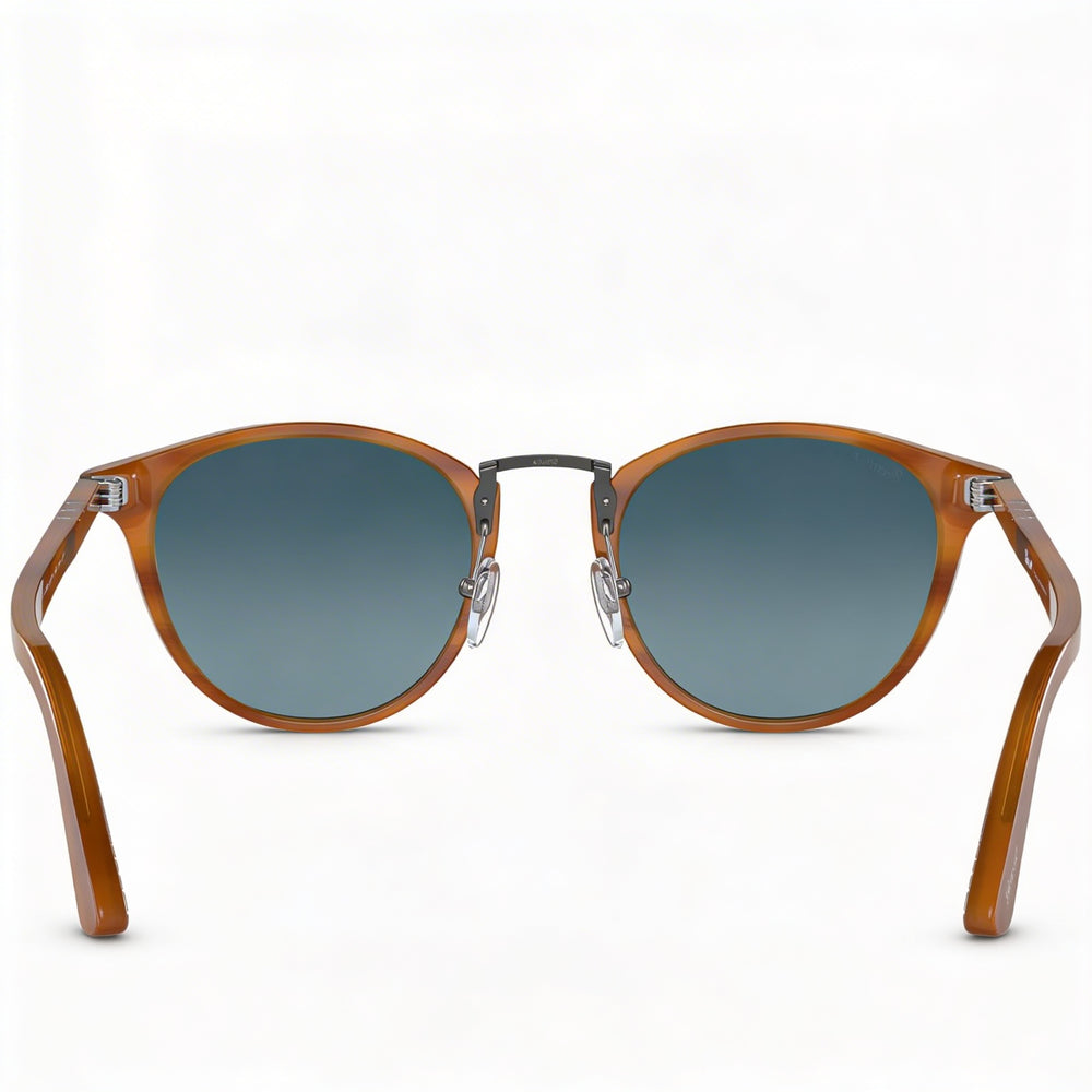 Persol Po3108s Round Sunglasses Unisex — side view, Polarized Blue Gradient lens