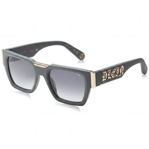 Philipp Plein Spp095m Gray Square Sunglasses for Men, Smoke Gradient lens