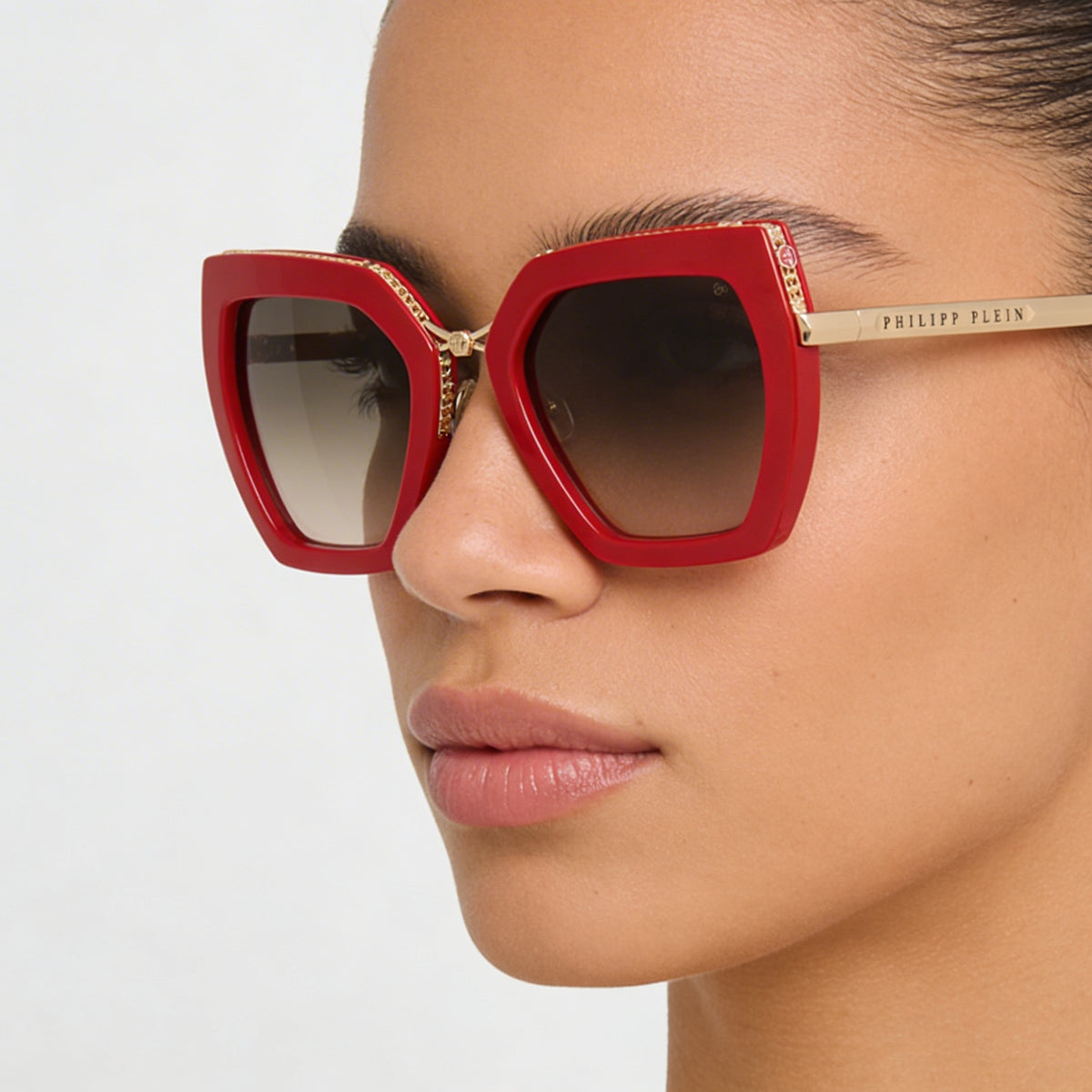Gafas de sol cuadradas para mujer Philipp Plein Spp097s rojas, 53 mm, Photo 4
