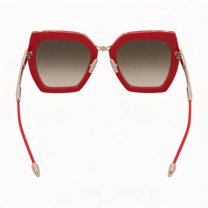 Philipp Plein Spp097s Square Sunglasses Women — side view, Non-Polarized Gradient Brown/Pink lens