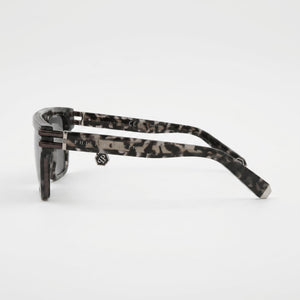 Philipp Plein Spp108v Rectangle Sunglasses Unisex — side view, Non-Polarized Smoke Mirror Gun Metal lens