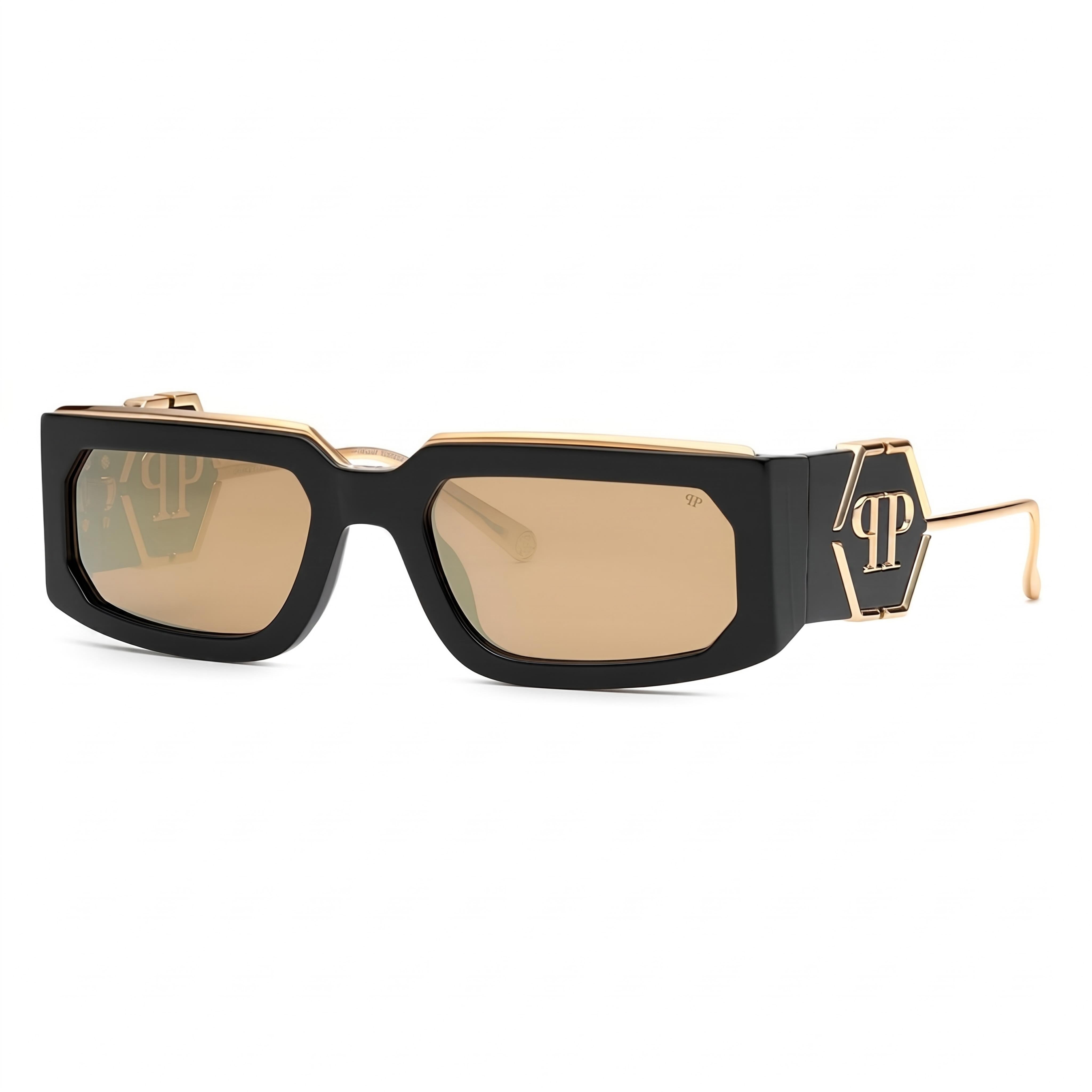 Gafas de sol rectangulares unisex Philipp Plein SPP119M negras, 58 mm, Photo 1