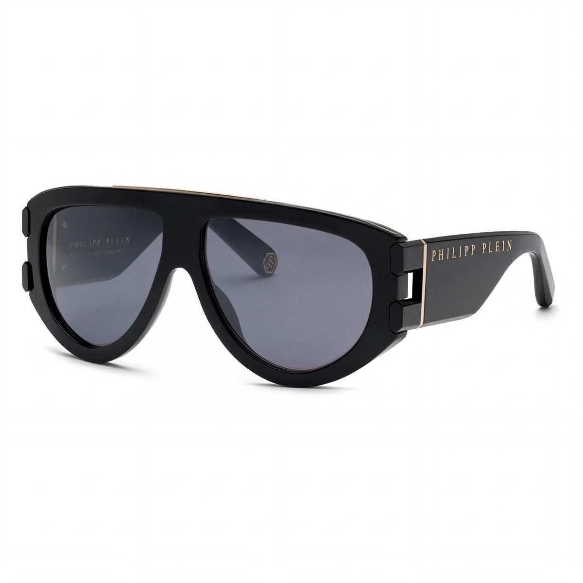 Gafas de sol aviador para hombre Philipp Plein SPP127M en negro brillante, 60 mm, Photo 1