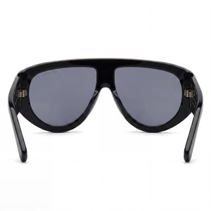 Philipp Plein SPP127M Shield Sunglasses Men — side view, Smoke Silver lens
