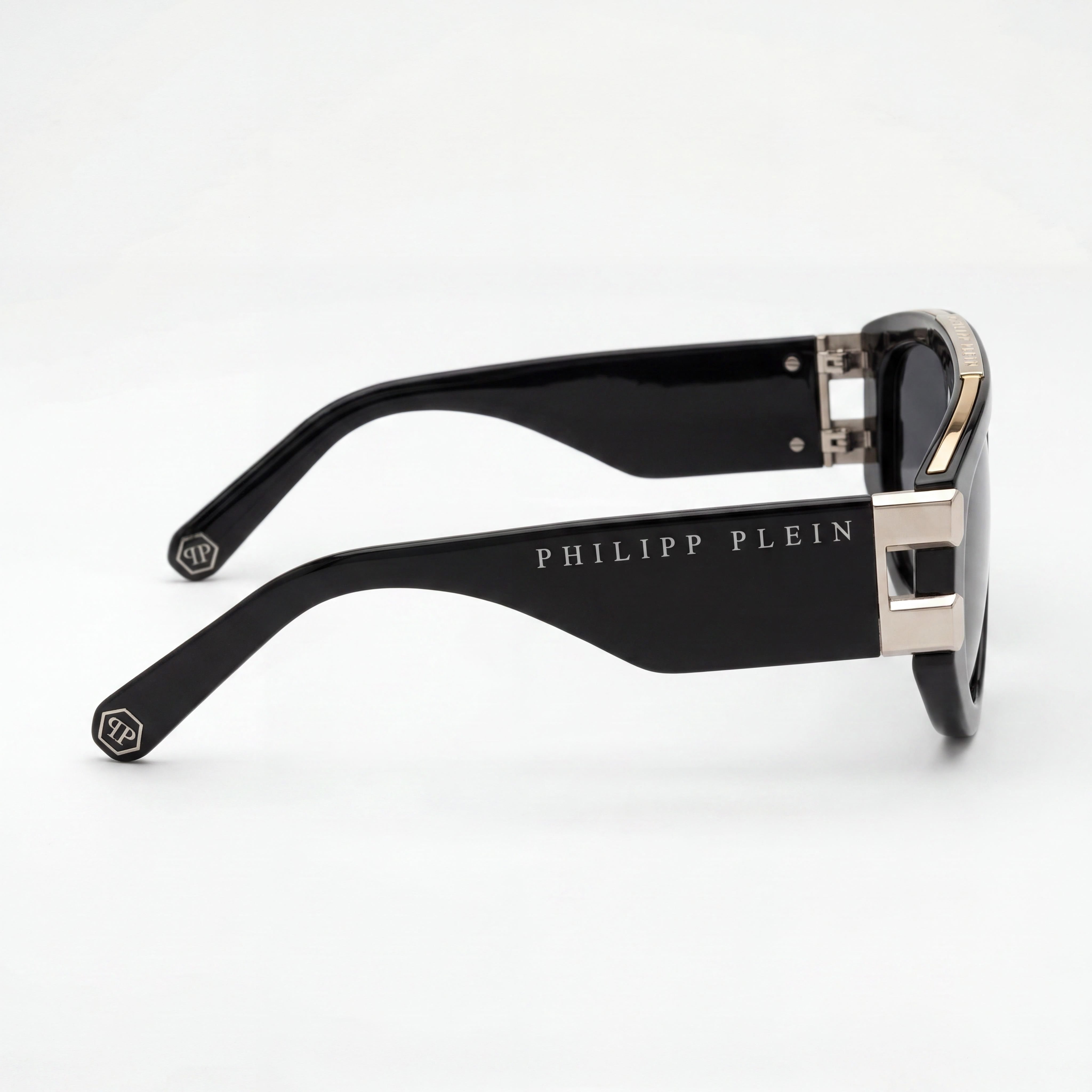 Gafas de sol Philipp Plein SPP127M de hombre, negras, tipo pantalla, 60 mm, Photo 3