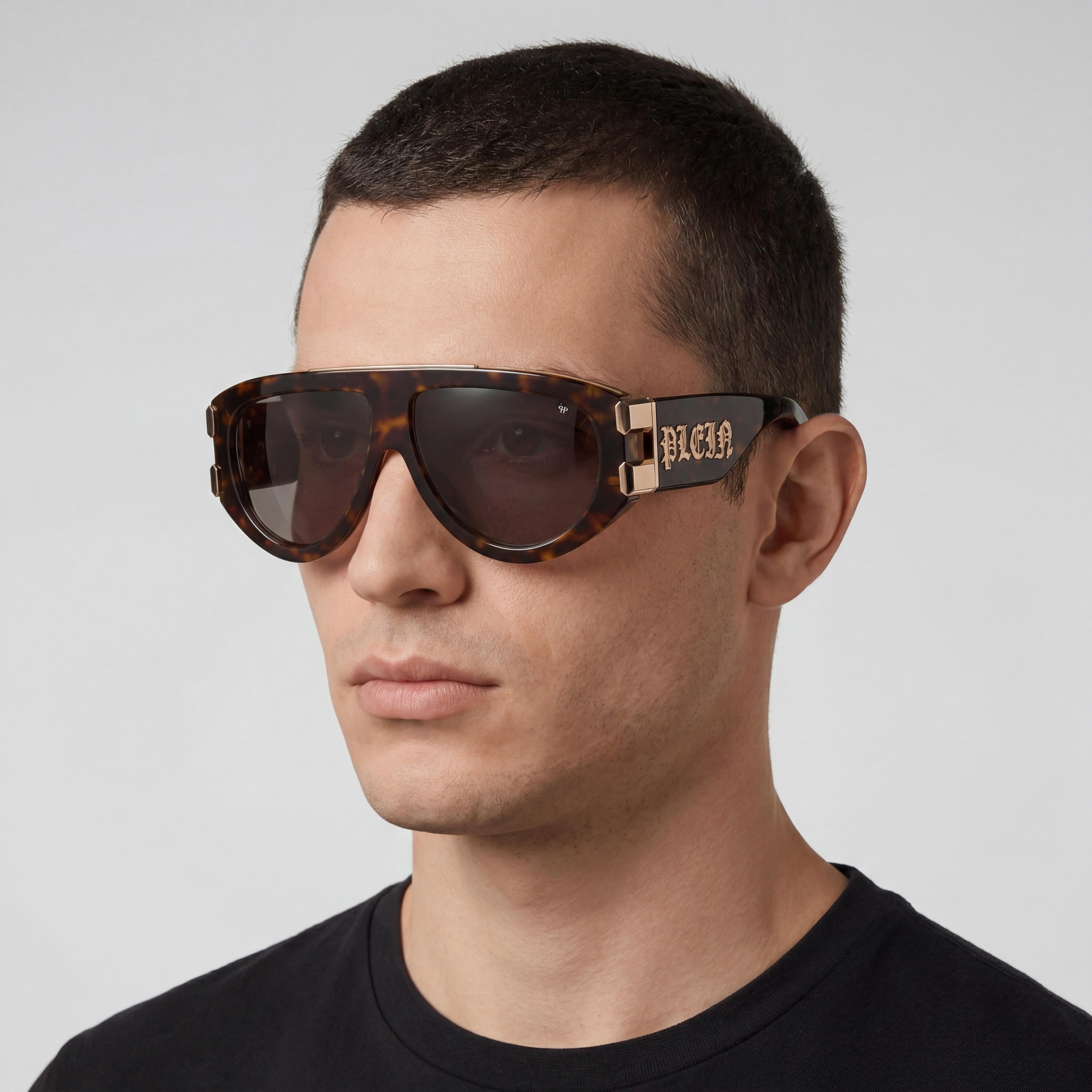 Philipp Plein SPP127V Havana Aviator Sunglasses for Men, 60mm, Photo 4