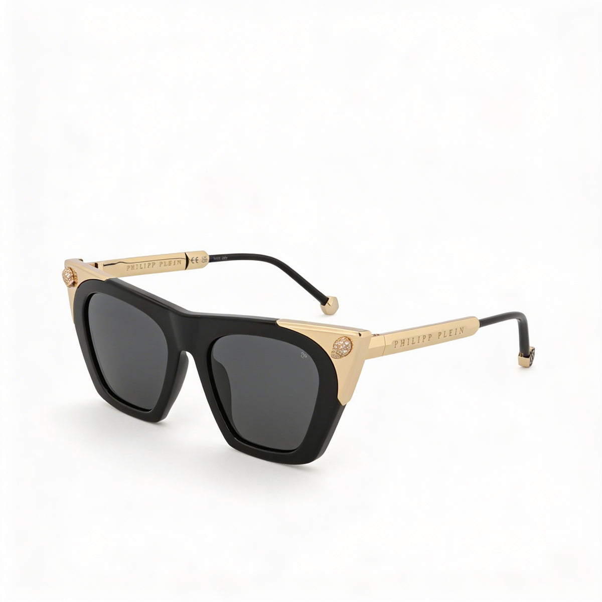 Gafas de sol Philipp Plein Spp134s con montura de ojo de gato negro brillante para mujer, 52 mm, Photo 1