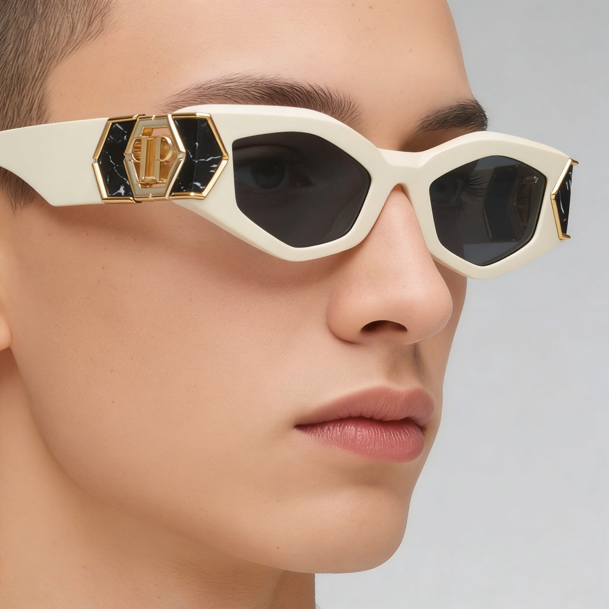 Philipp Plein Spp136m Beige Rectangle Sunglasses Unisex, 52mm, Photo 4